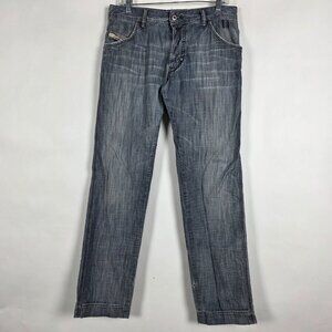 Diesel Button Fly Straight Leg 100% Cotton Mens Size 31 Blue Denim Jeans